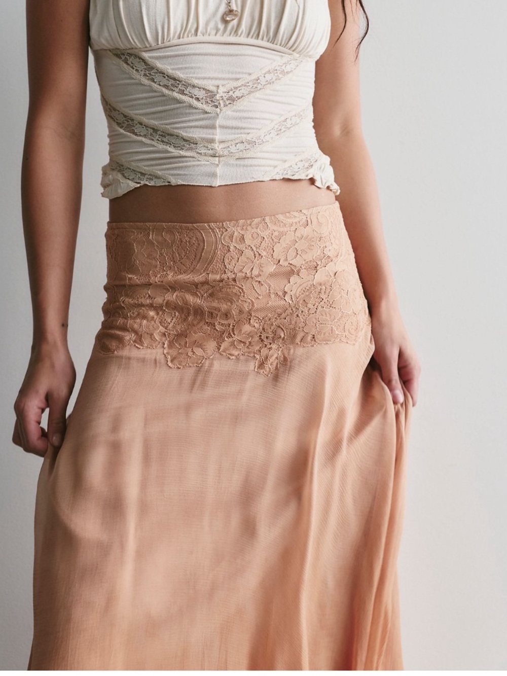 Free People Nigel Preston Obsessed With Me Lace Chiffon Midi Skirt M
